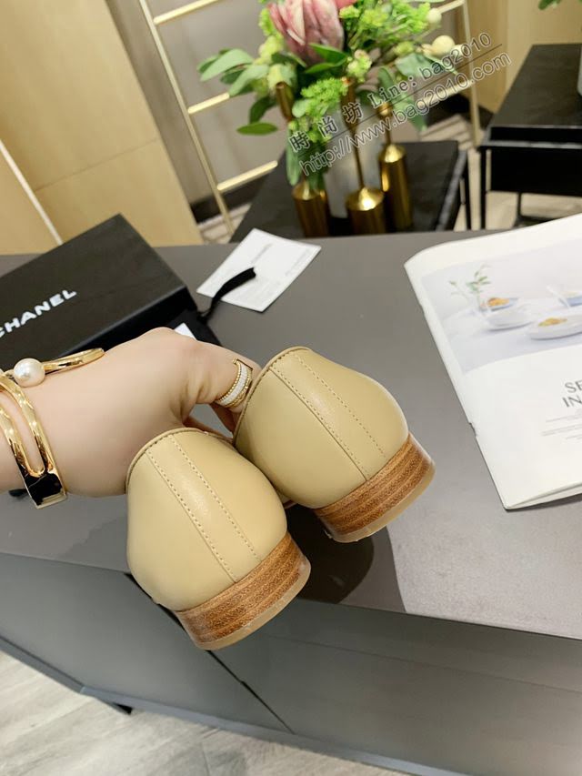 Chanel女鞋 香奈兒高版本2020早春新款單鞋 Chanel羊皮平跟女皮鞋  naq1164